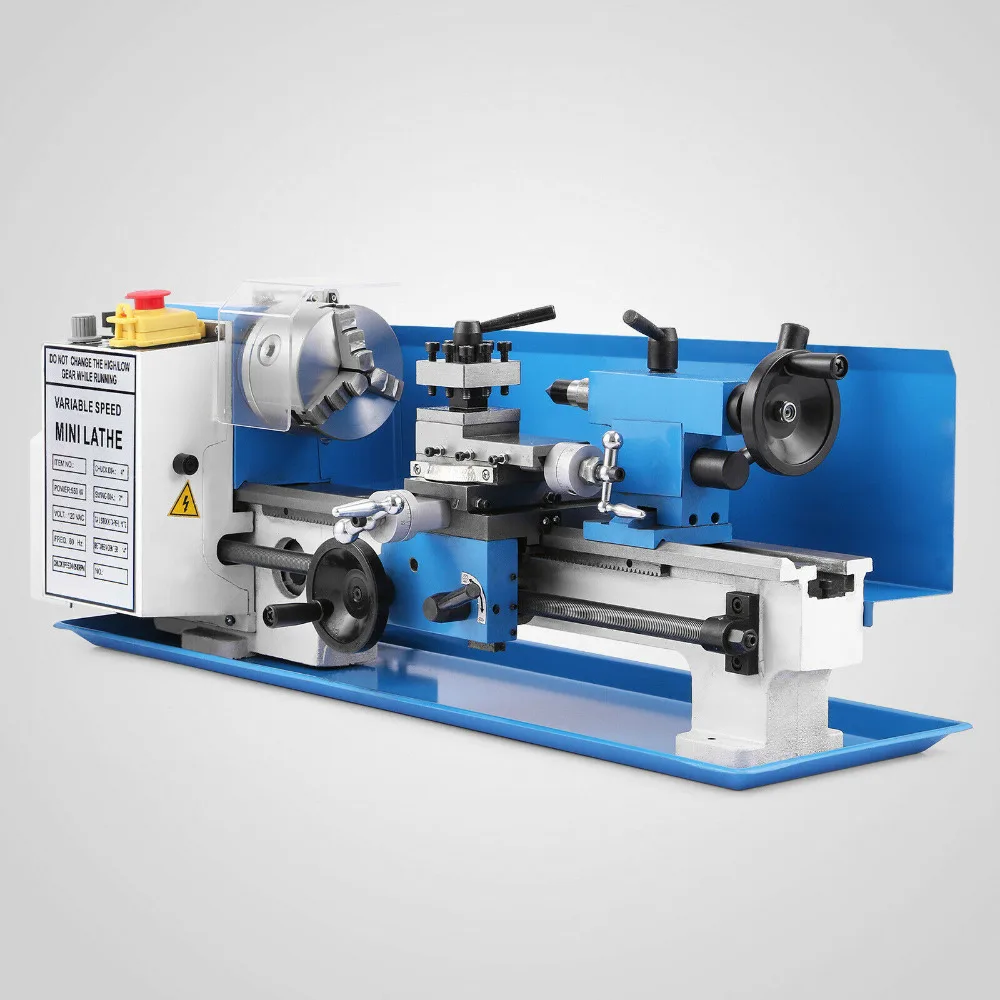 550W Precision Mini Metal Lathe Metalworking Variable Speed Metalworking MIni Lathe Processing 18 Threads Automatic Feed