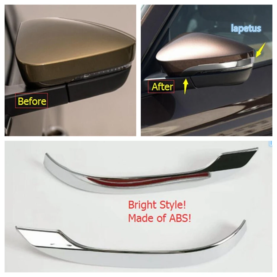 Chrome Bright Style Side Door Rear View Rearview Mirror Decoration Strip Cover Trim 2 Pcs For Skoda Karoq 2018 2019 Accessories