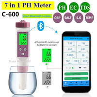 7 in 1 PH/TDS/EC/ORP/Salinity /S.G/Temperature C-600 Water Quality Tester for Drinking Water Aquariums PH Meter With bluetooth