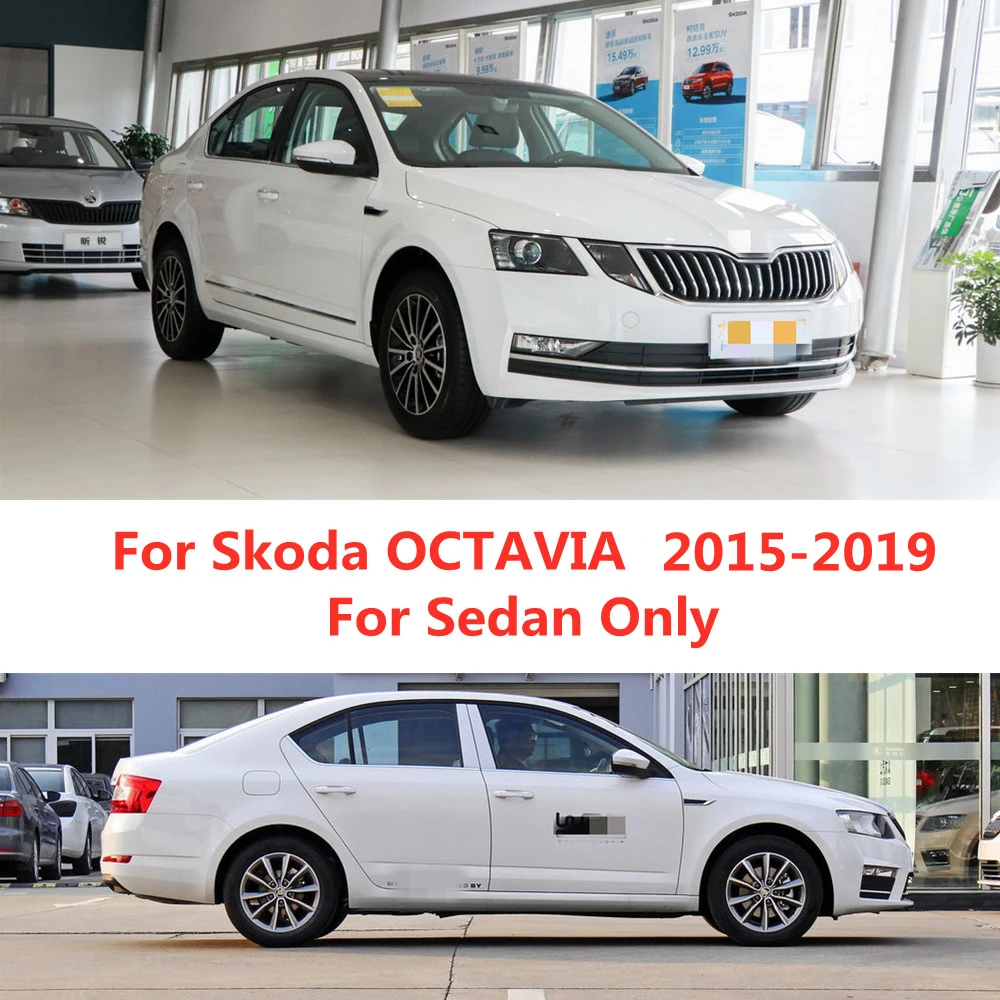 For Skoda Octavia 2015 2016 2017 2018 2019 Car Door Window Visor Rain Sun Guard Deflector Trim Shade Awning Shelter Raincoat