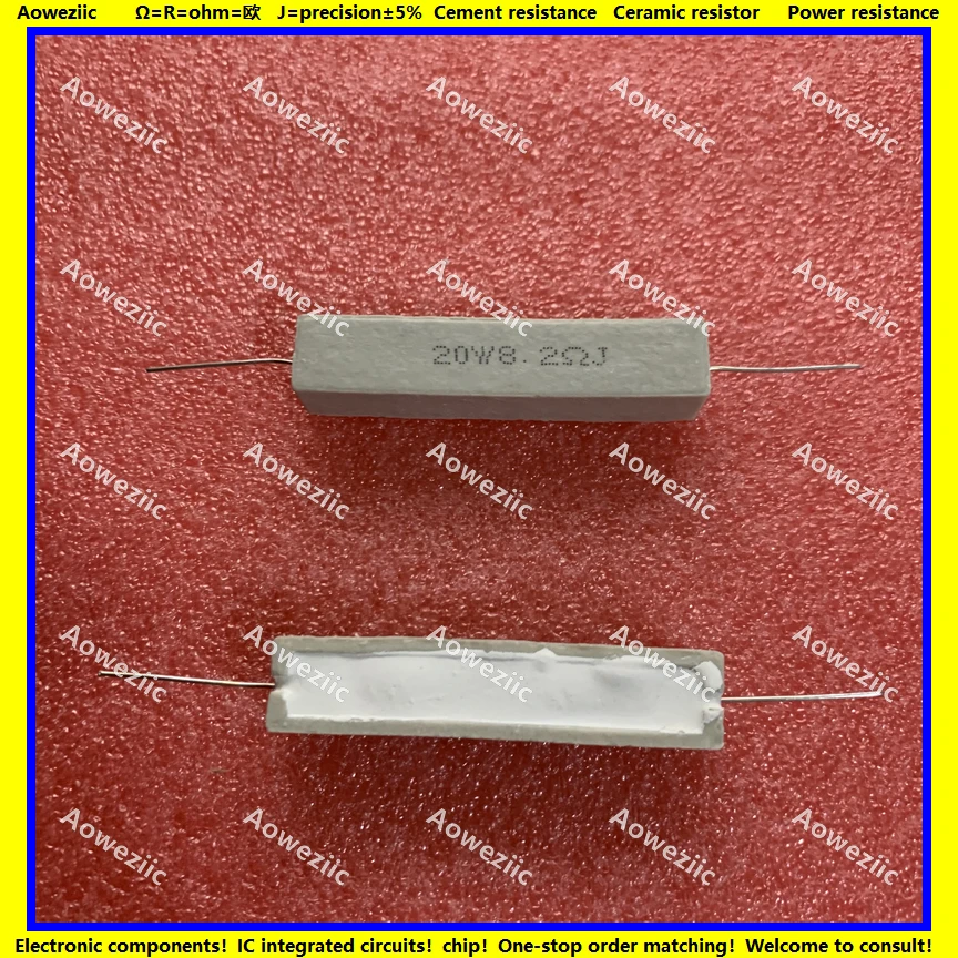 

10Pcs RX27 Horizontal cement resistor 20W 8.2 ohm 20W 8.2R 8.2RJ 20W8R2J Ceramic Resistance precision 5% Power resistance