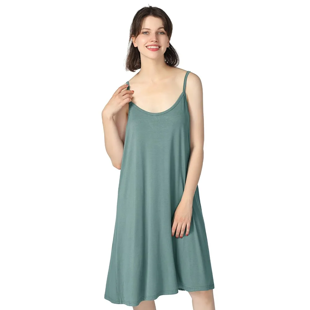 Large Size 6XL 7XL 8XL Lady Nightgown Sleeveless Sexy Nightdress Bamboo Fiber Sleepwear Casual Loose Spaghetti Strap Nightwear