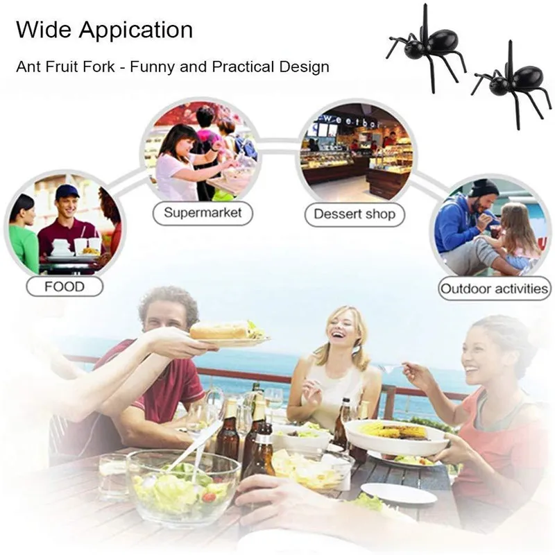 Ants For Canape Food Fruit Picks Decoration Ant Forks Snack Cake Dessert Beno Tableware Home Kitchen Party Dinner Plastic Pick