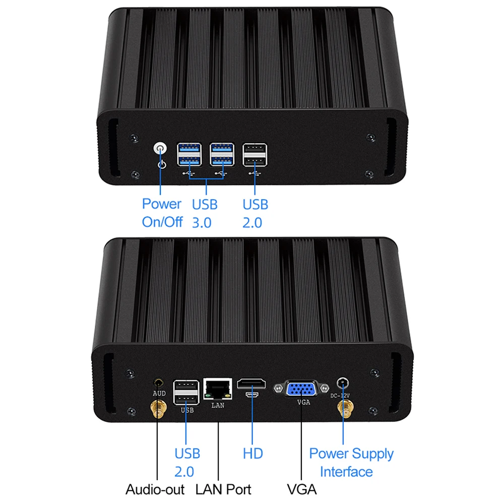 Core i7 i5 i3 CPU low power fanless industrial barebone mini pc