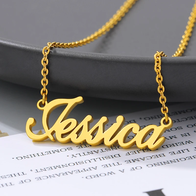 Custom Name Necklace For Women Personalized Letter Pendants Stainless Steel Choker Chain Charms BFF Jewelry Gifts Collier Femme