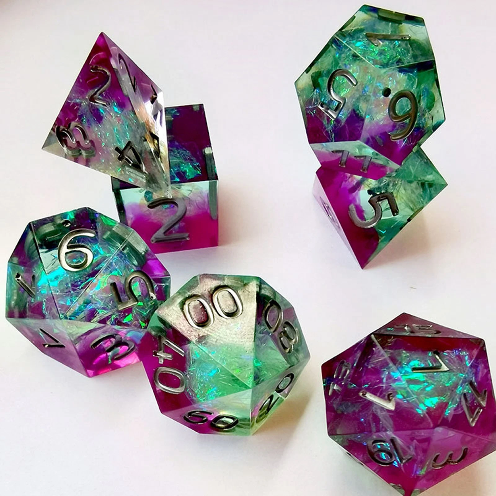 Polyhedral Dice 7-Die Resin Lightwheigt  D8 D10 D% D12 D20 Set for  Role Playing