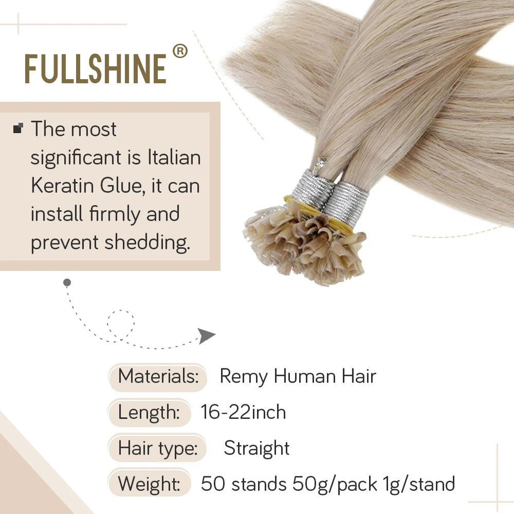 Full Shine U Tip Human Hair Extensions Piano Color 50g Machine Remy Fusion Keratin Nail Tip Extensions Keartin Capsule Fusion