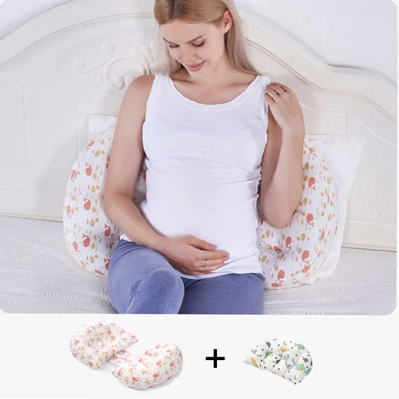 Almohada de maternidad de cintura de algodón para mujeres embarazadas, almohada de embarazo, almohadas de cuerpo completo en U para dormir, cojín de