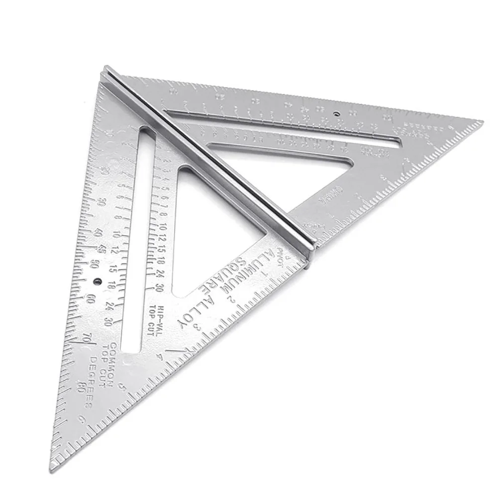 7inch Aluminum Alloy Triangle Angle Protractor Measuring Ruler Woodworking Tool Line Scriber Saw Guide 2 in 1 Ruler