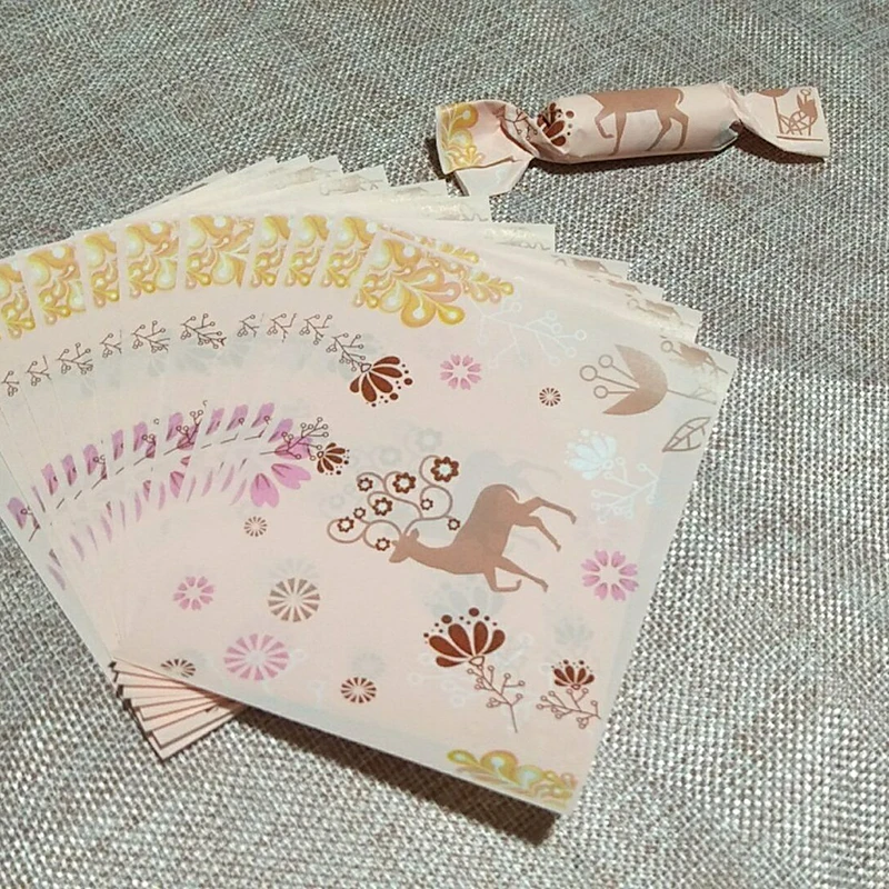 AQ 500 unids/lote flor mágica rosa sueño ciervo Sika patrón turrón papel de regalo planta dorada decoración de pétalos envoltura de regalo de fiesta