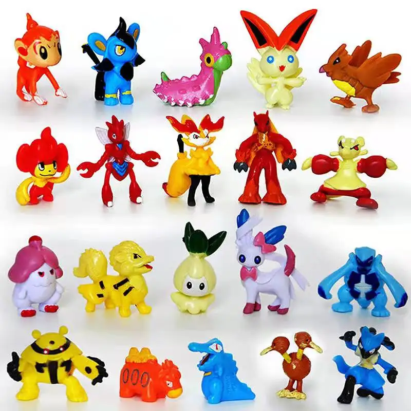 Figuras de acción de Pokémon, 24-144 piezas, Pikachu, 2-3CM, Mini mascotas sin repetición, modelo de colección, regalo de cumpleaños para niños