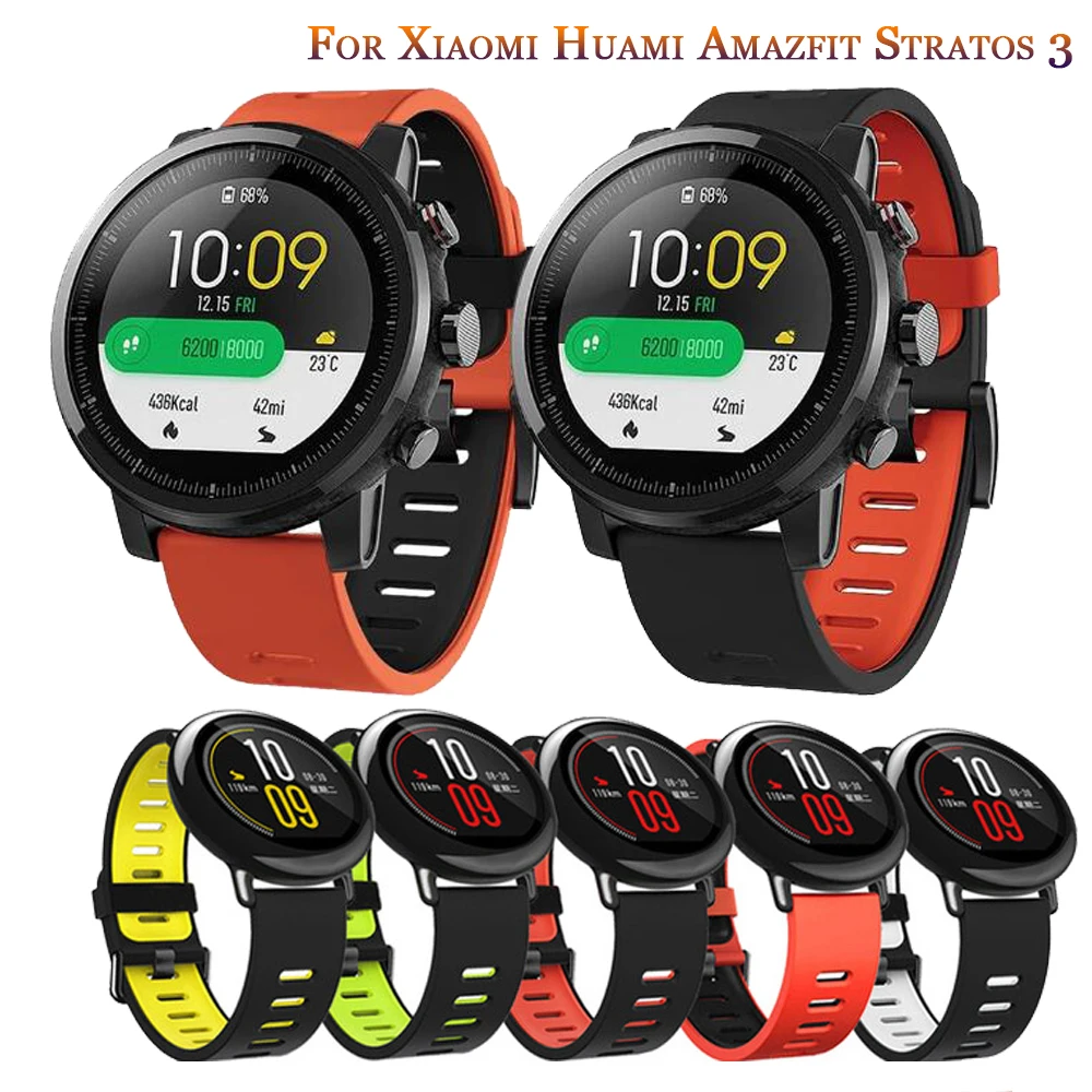 

Ремешок силиконовый для смарт-часов Xiaomi Huami Amazfit Stratos 3 2 2S, сменный Браслет, аксессуары для Amazfit Pace, новинка 2021