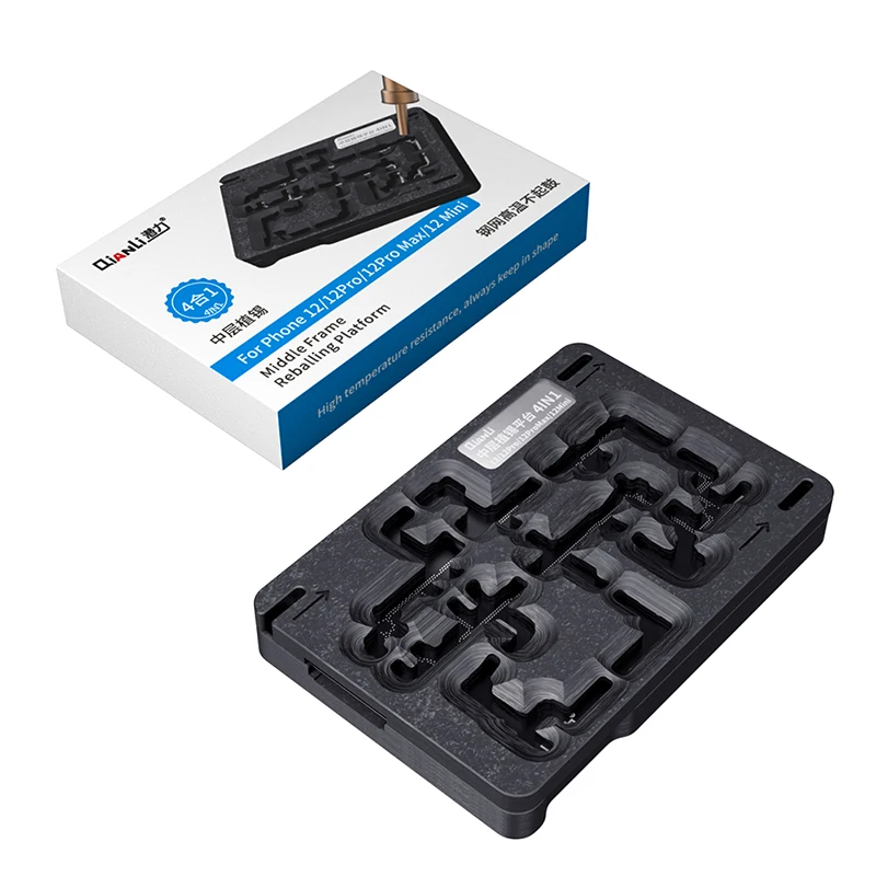 Ferramenta estêncil para reballing bga qianli, 4 em 1 para iphone 12/12 pro/12 pro max/12 mini placa mãe moldura intermediária instalação de estanho