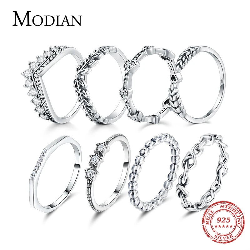 Modian Silver Gold Rose Shining Rings for Women Fashion 100% 925 Sterling Silver Stackable Finger Ring Wedding Statement Jewelry