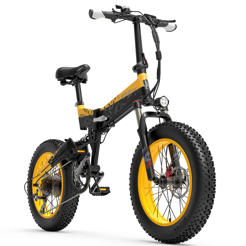 X3000plus 20 Inch Fat Bike Folding Electric Bicycle 7 Speed Snow Bike 48V Lithium Battery 1000W Motor 5 PAS Mountain Bike