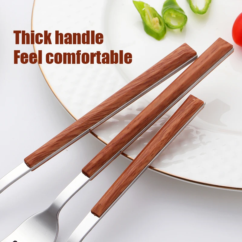 16piece Imitation Wooden Cutlery Set Korean Food Knife fork Spoon Chopsticks Wood Dinnerware Sets Tableware  Cutleries