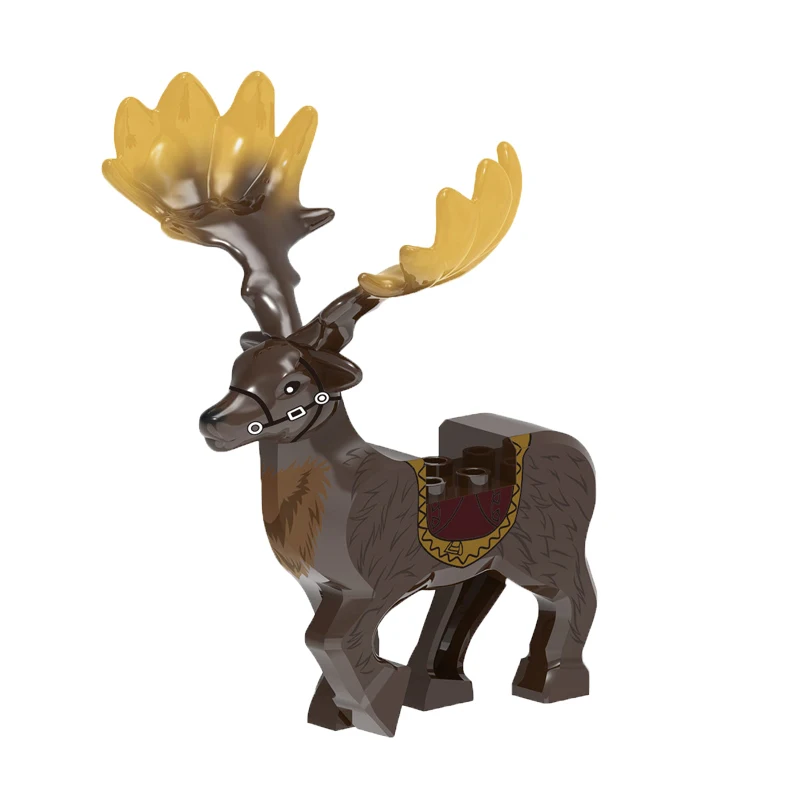 Medieval Animal Building Blocks Elk Christmas Deer Wild Boar Goat Tiger Wolf Mount Brick Model Educational Toy for children C315