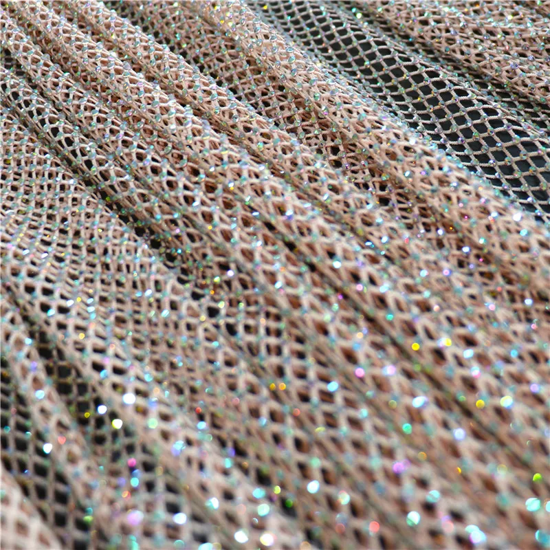 SS10 Gold Color  AB Rhinestone Mesh Fabric Sewing Crystal Trim Ribbon Strass Applique Decoration DTY Dress Clothes