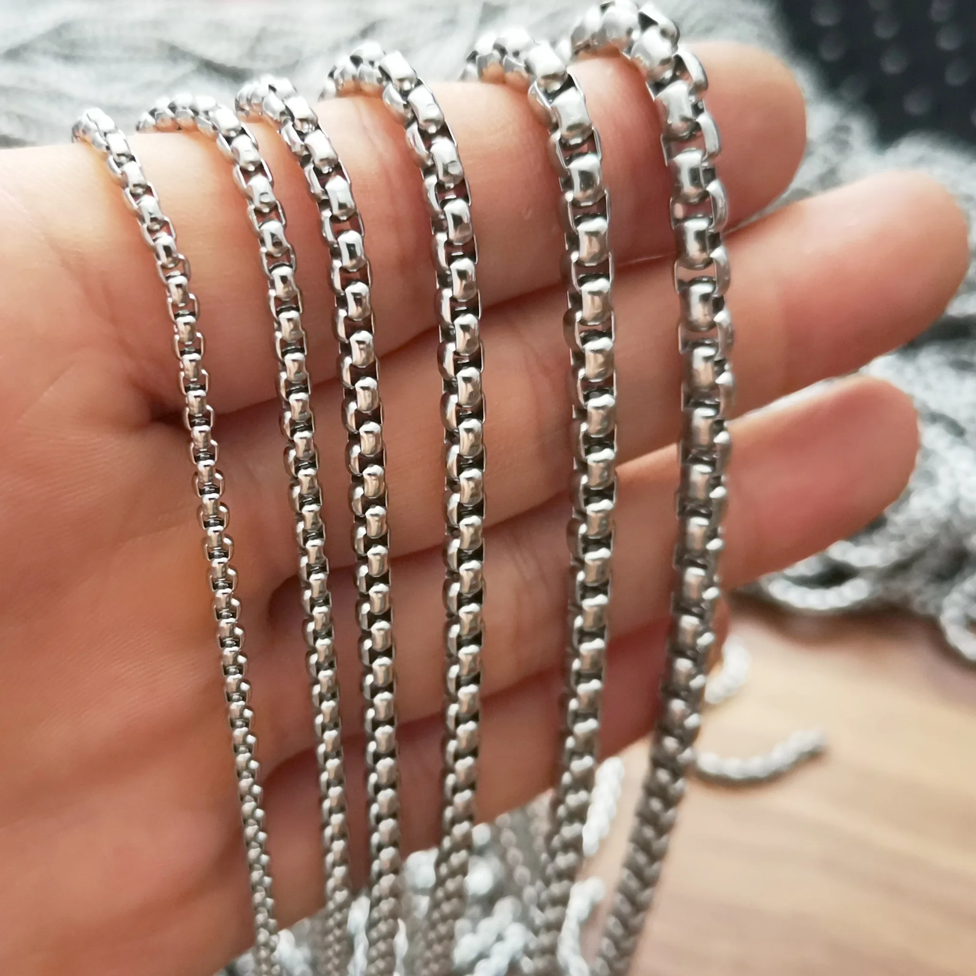 5meter lot 2.5mm stainless steel rolo chain box chain jewelry findings chains marking bag Accessories