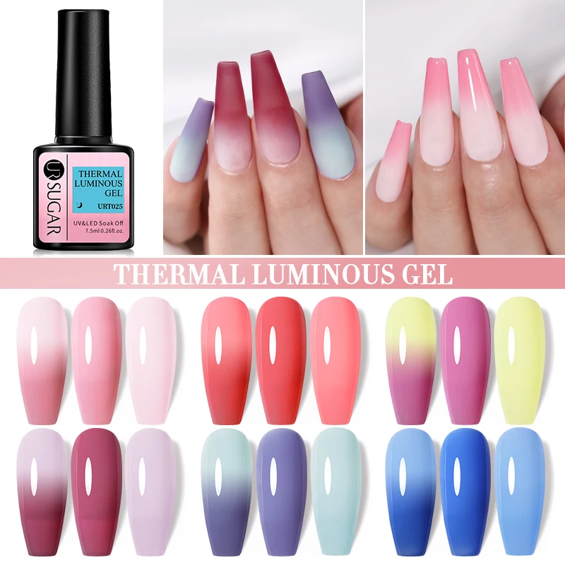 UR SUGAR-esmalte de uñas de Gel térmico, 3 capas de Gel que cambia de Color con la temperatura, Gel UV semipermanente para decoración de uñas, color gris invernal