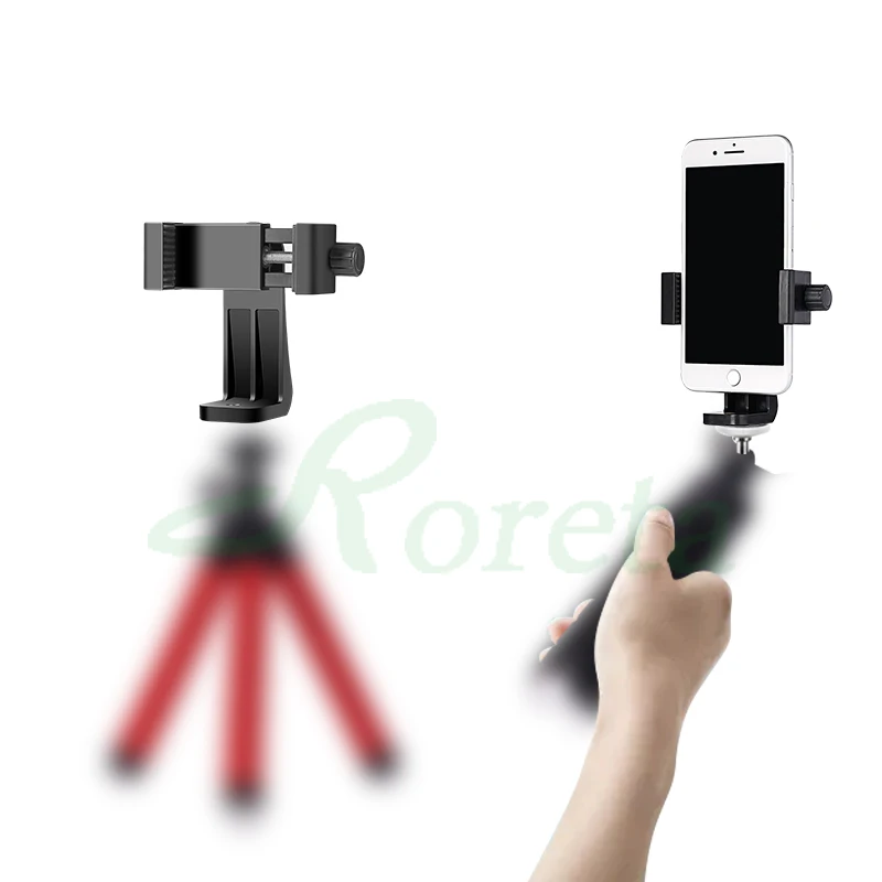 Roteta Tripod Mount Adapter Rotatable Stand Mount Adapter untuk iPhone Xiaomi Samsung Smart Phone Tripod Stand