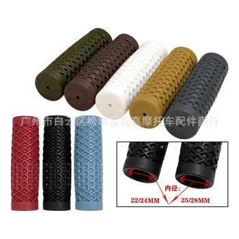 カフェレースオートバイハンドルバーグリップレトロラバーハンドルバーノンスリップ Unviersal ヴィンテージグリップ 22 ミリメートル 7/8 