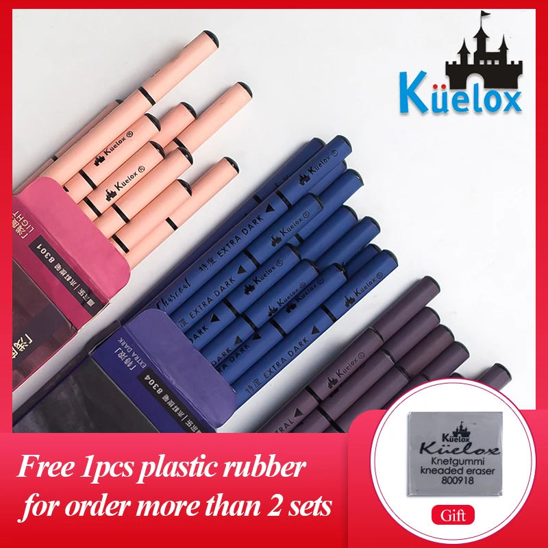 

Kuelox 1100 Sketch Pencil H/2H/HB/B/2B/3B/4B/5B/6B/7B/8B/EE Black/Blue Charcoal Pen Painting Pencils Stationery Supplies