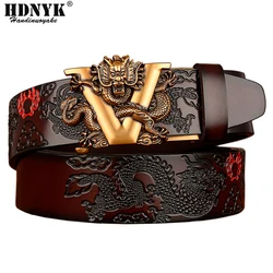 Hot Sell New Arrivel Dragon Pattern Leather Belts for Men Top Quality The Most Fashionable Men Belt Cow Leather Automatic Buckle