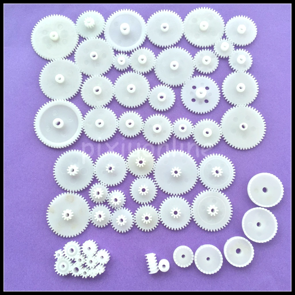 58pcs/set Plastic 0.5 Module Gears J293 White Micro DC Motor Toys Gears DIY Toy Robot Helicopter Combination Parts Drop Shipping