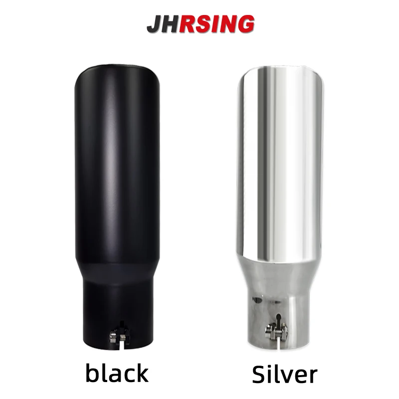 1pcs Ujung Knalpot Stainless Steel 2.75 Inci Hitam Perak Desain Lurus dengan Baut untuk Knalpot Mobil Truk 2.75 x 3.5 x 12 Inci