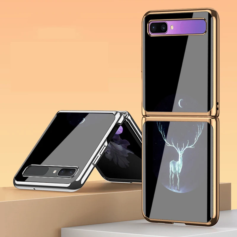 Z Flip 3 Funda Case for Samsung Galaxy Z Flip 3 Z Fold 3 Z Fold 2 Tempered Glass Shell Lucky Elk Coque Phone Case Cover Capa