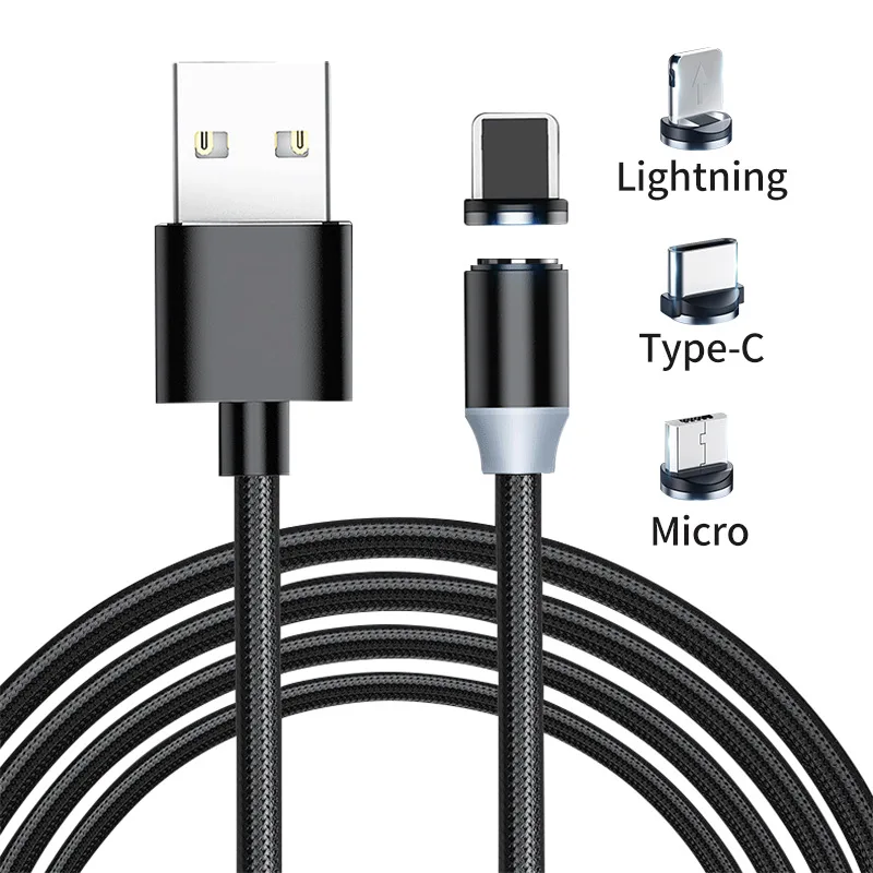 

Кабель Micro USB (штекер)/USB-C магнитный (штекер), поддержка быстрой зарядки, круглый 8-ми контактный штекер