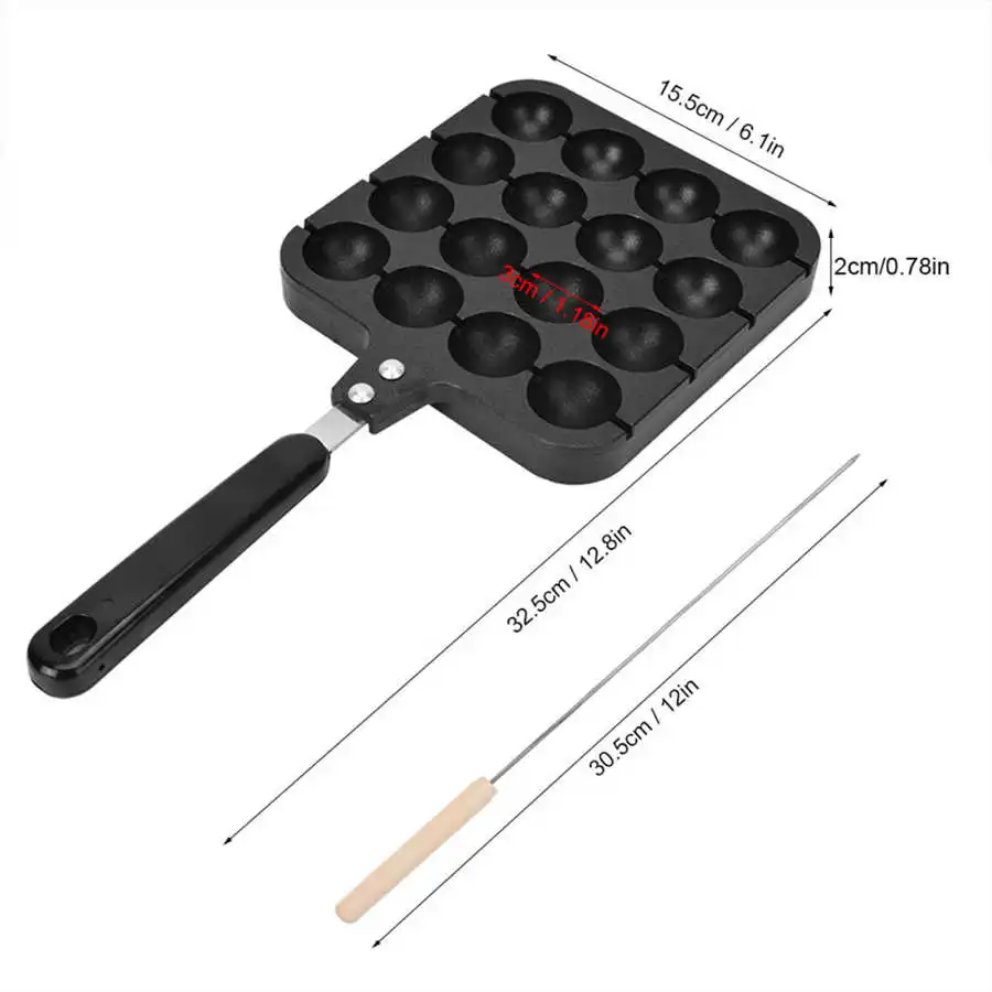 16 Holes Non-Stick Takoyaki Grill Pan Molde Cooking Grill Baking Pan With 4Pcs Baking Needle Cast Aluminum Takoyaki Baking Tray