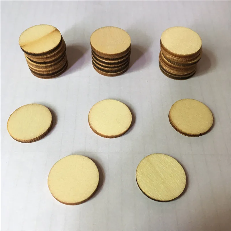 100Pieces 10mm 20mm 30mm 40mm Round Wood Cutout Circles Chips for Board Game Pieces,Arts & Crafts Projects,DTY Ornaments