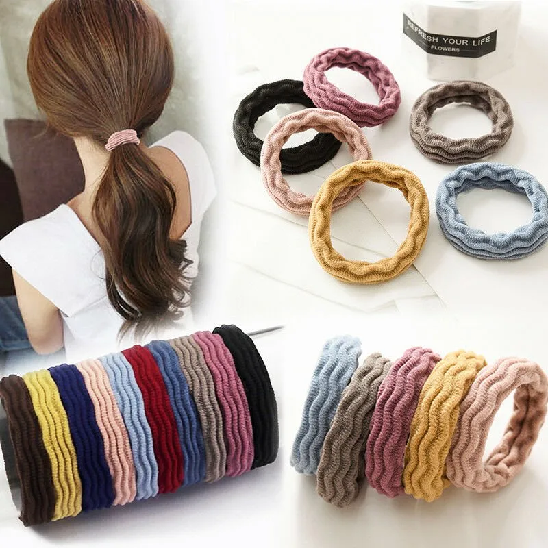 5Pcs Korean Fashion Wave Strong Elastic Hair Bands Rubber Hair Ties Band Rope for Women Girls Ponytail Holder Hair Accessories