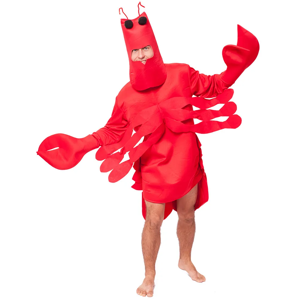 Men's Red Lobster Cosplay Costume Adult Crayfish Halloween Outfits Carnival Easter Purim Fancy Dress