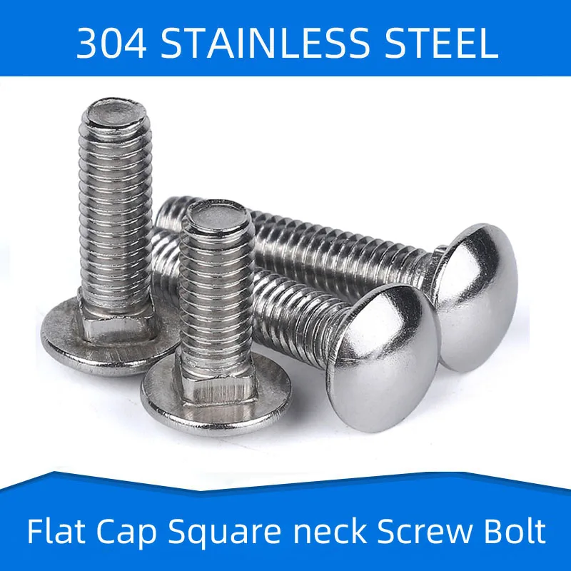 304 Stainless Steel  Cap Head Screw Bolt with Square neck Dome Head Screws Fastener for Storage Rack M4 M5 M6 M8 M10 M12