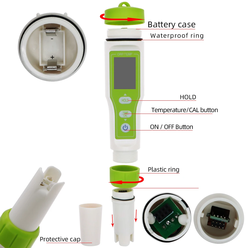 ORP-100 Digital ORP Meter 2 in 1 Temp ORP Monitor Pen Redox Tester Water Quantity Test Purity Analyser for Drink Water Pool