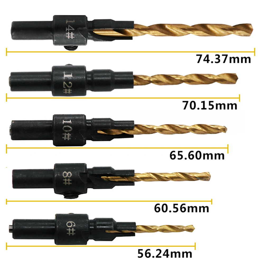 6PCS Circular Cone Drill Shank Drill Woodworking Countersunk Head Wood Screw Hole Is Chamfered Reaming Drill Bit
