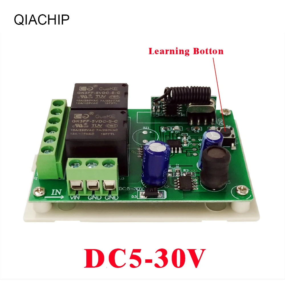 QIACHIP 433Mhz Przełącznik zdalnego sterowania RF DC 5V 12V 24V 48V Odbiornik 86 Panel ścienny 2 przyciski DIY Lampa do sypialni Bezprzewodowe