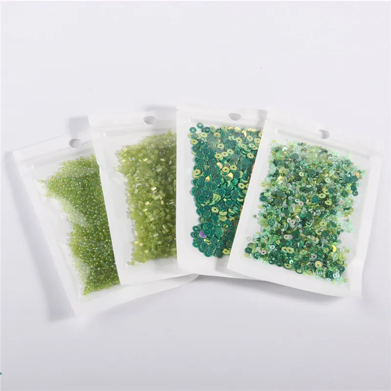 10g1.5-4mm Series [Green Rice Bead Sequin Collection] French Embroidery DIY Handmade Garment Accessories Jewelry Accessories Kit