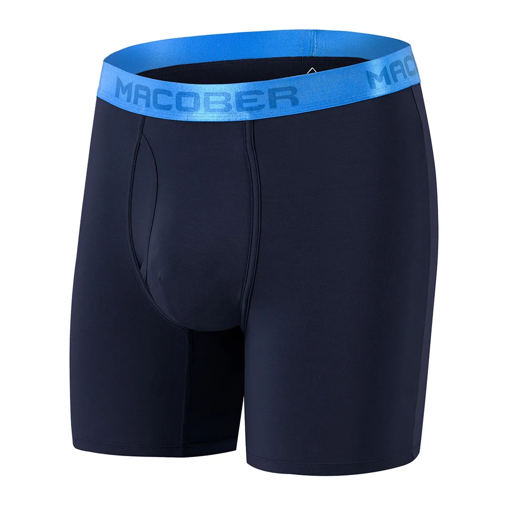 ZONBAILON Men\'s Underwear Anti-wear Leg Breathable Bamboo Fiber Sport Long Boxer M-3XL