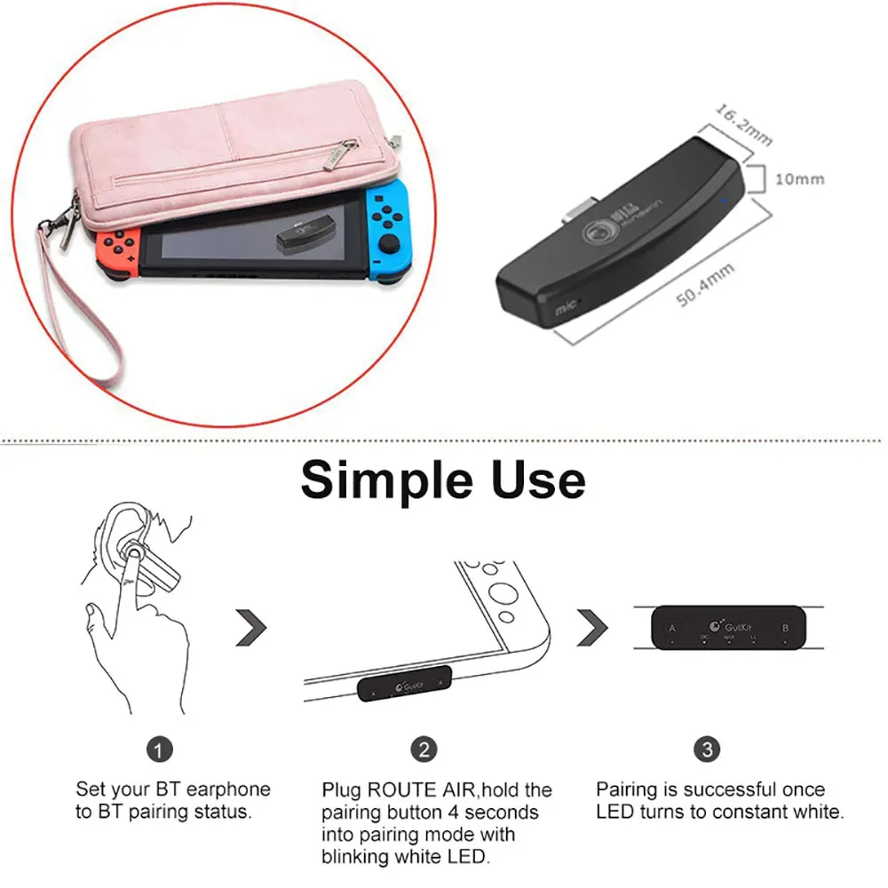 سماعة لاسلكية تعمل بالبلوتوث اوديو يو اس بي محول العاب اوديو يو اس بي محول ل ان اس سويتش لايت PS4 PS3 سماعة رأس بخاصية البلوتوث