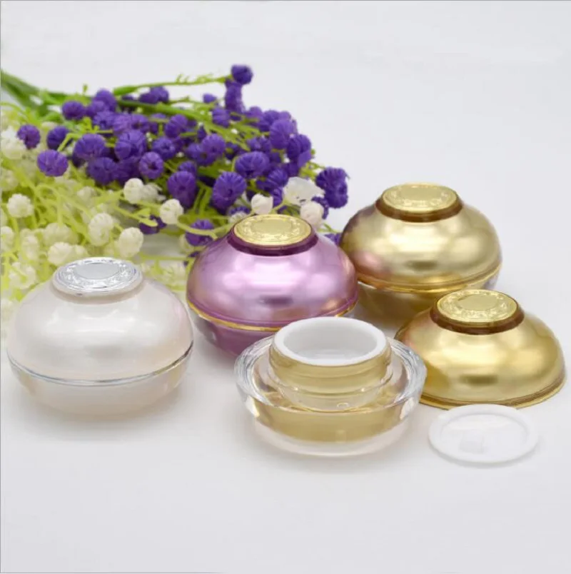 

5G10G pearl white/purple /GOLD bowl shape acrylic jar for eye cream/sample/night cream/day cream/gel/serum cosmetic packing