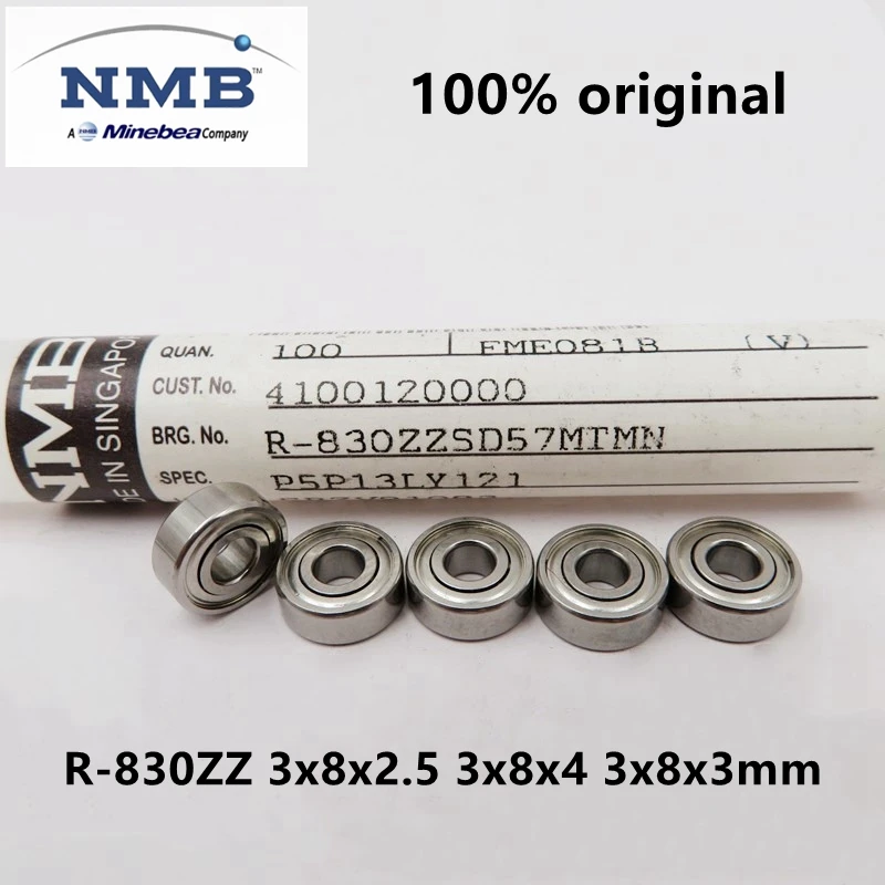 

100pcs original NMB high precision bearing R-830ZZ 693ZZ MR83ZZ 3*8*4 3*8*3 3*8*2.5 mm 830 fan motor miniature bearing