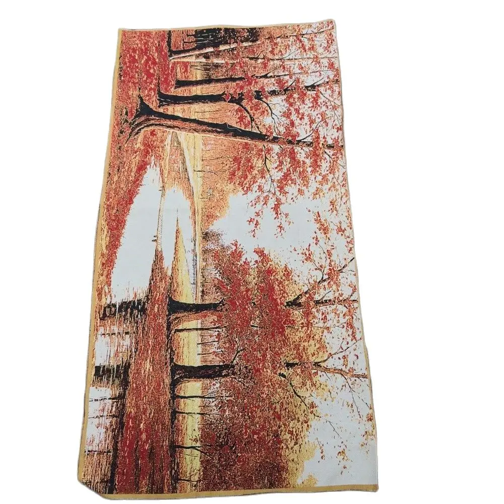 

China Old Silk Like Hanging Painting Embroidery Landscape Red Tree Painting Long 120cm