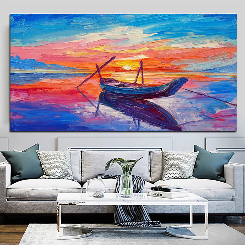 Free Shipping Hot Sale Home Decor Wall Art Picture Mediterranean Landscape Hand Painted Wall Paintings Room Decoration Unframed