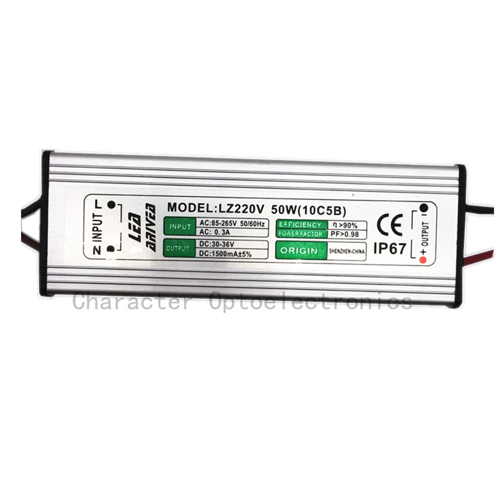 

10PCS 50W LED Driver 1500mA 30-36V COB High Power LED flood light dirver IP67 LED power supply Led floodlight driver