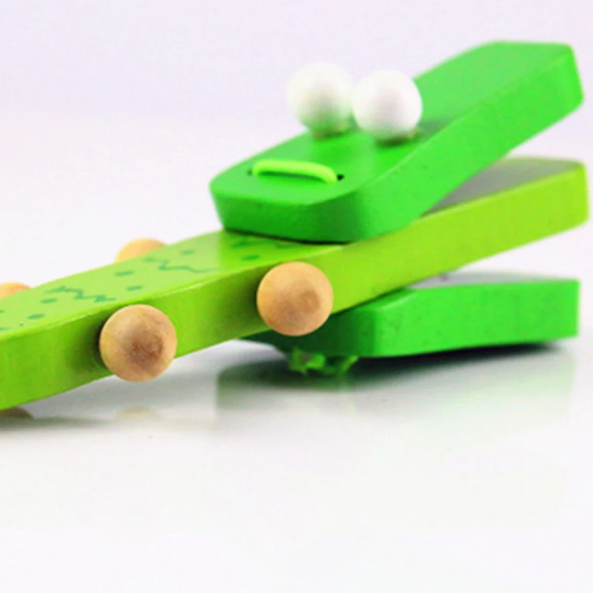 Krokodyl kształt drewniany kastaniet Instrument muzyczny kreskówka muzyczna edukacyjna grzechotka prezent zabawki edukacyjne Montessori — zdjęcie produktu 5