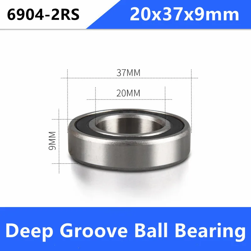 50pcs/lot 6904-2RS 6904 6904RS 61904-2RS 20*37*9mm rubber sealed deep groove ball bearings 20x37x9mm